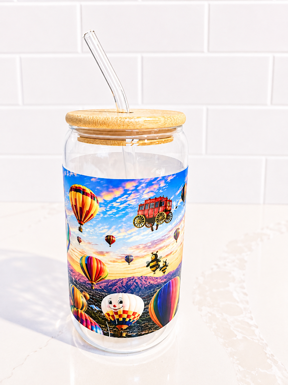 🎈 Hot Air Balloon Adventure Glass 16 oz