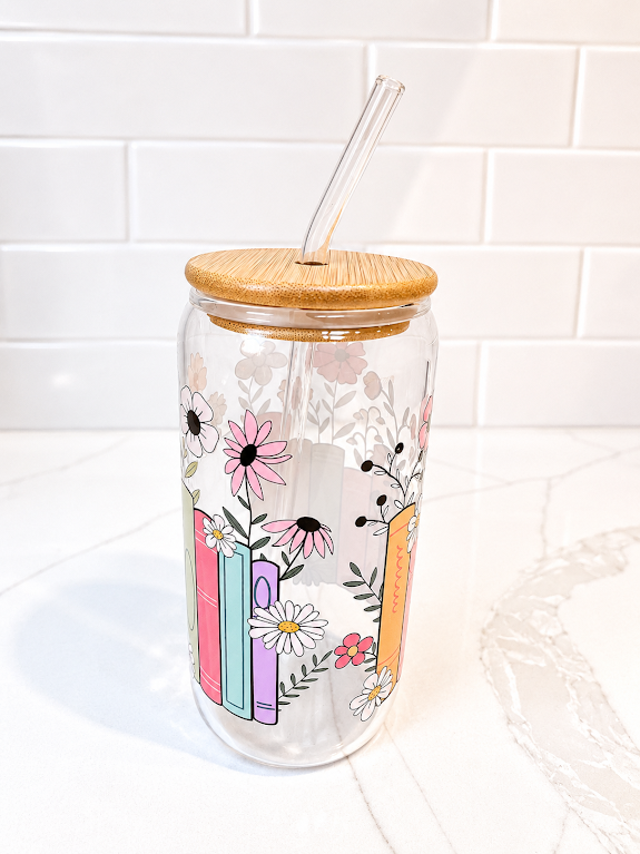 Blooming Books Glass Tumbler 16 oz