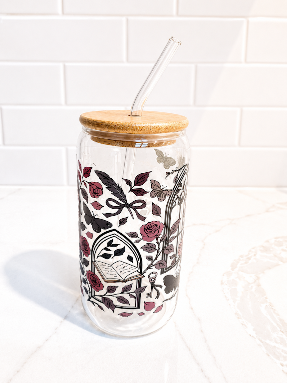 Gothic Rose Window Glass Tumbler 16 oz
