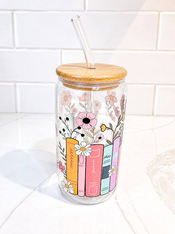 Blooming Books Glass Tumbler 16 oz