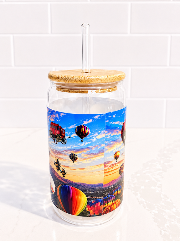 🎈 Hot Air Balloon Adventure Glass 16 oz