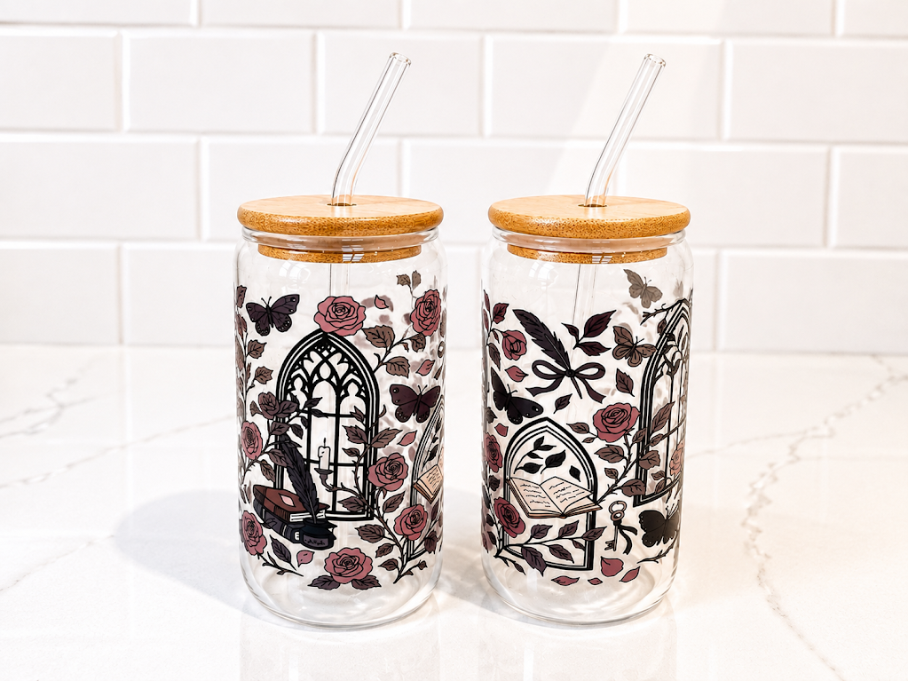 Gothic Rose Window Glass Tumbler 16 oz