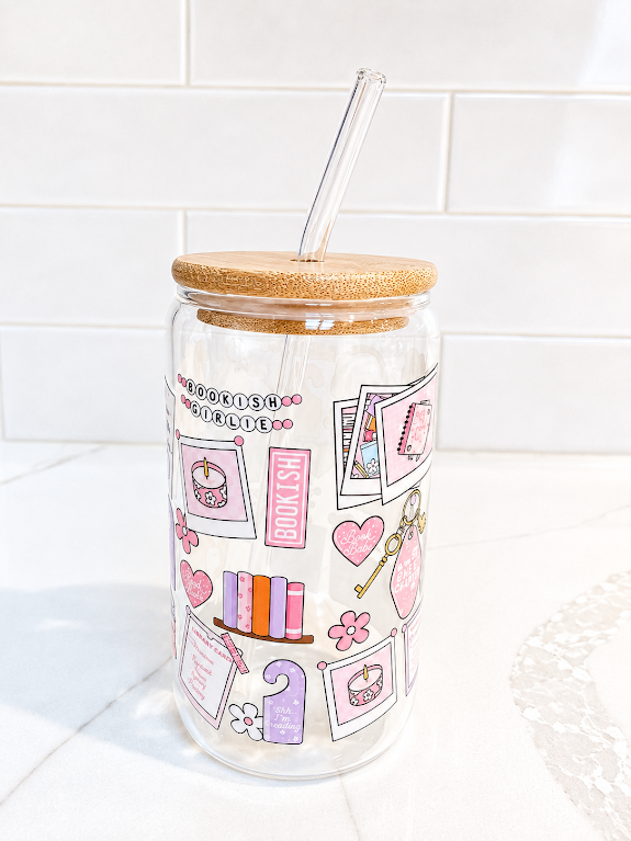 📚 Book Lover “I'm All Booked "Glass Tumbler 16 oz