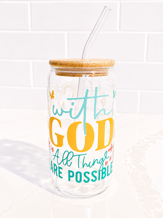 ✝️ With God All Things Are Possible Glass 16 oz
