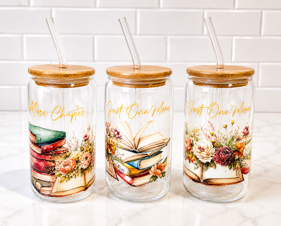 Just One More Chapter Glass Tumbler 16 oz