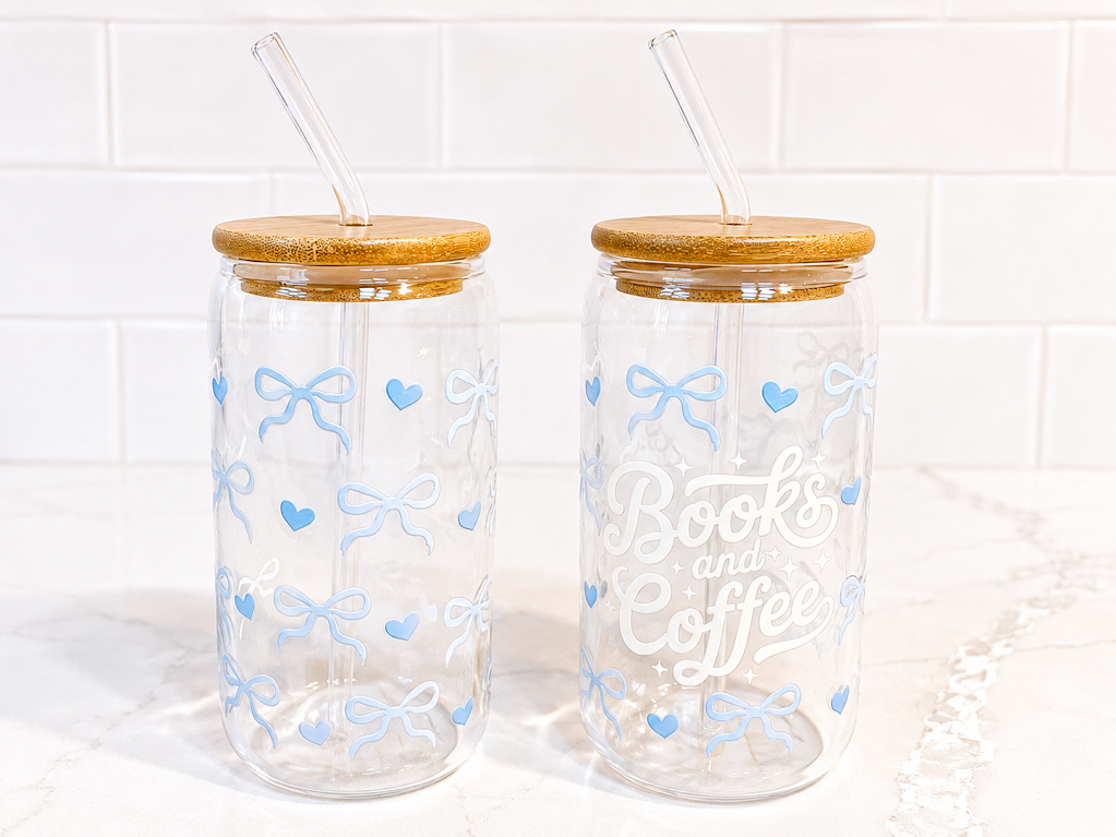 Books & Coffee Glass 16 oz