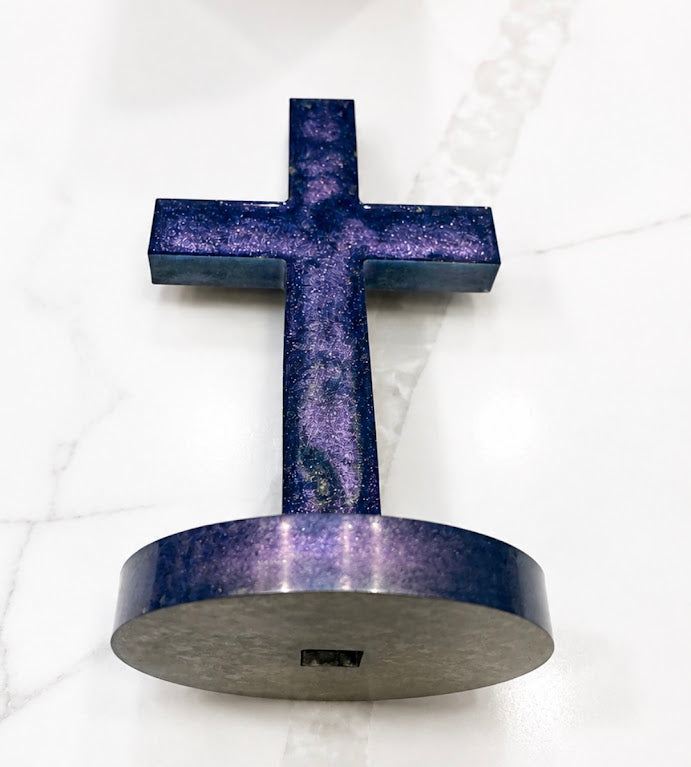 ✝️ Blue & Purple Galaxy Resin Cross