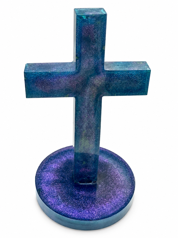✝️ Blue & Purple Galaxy Resin Cross