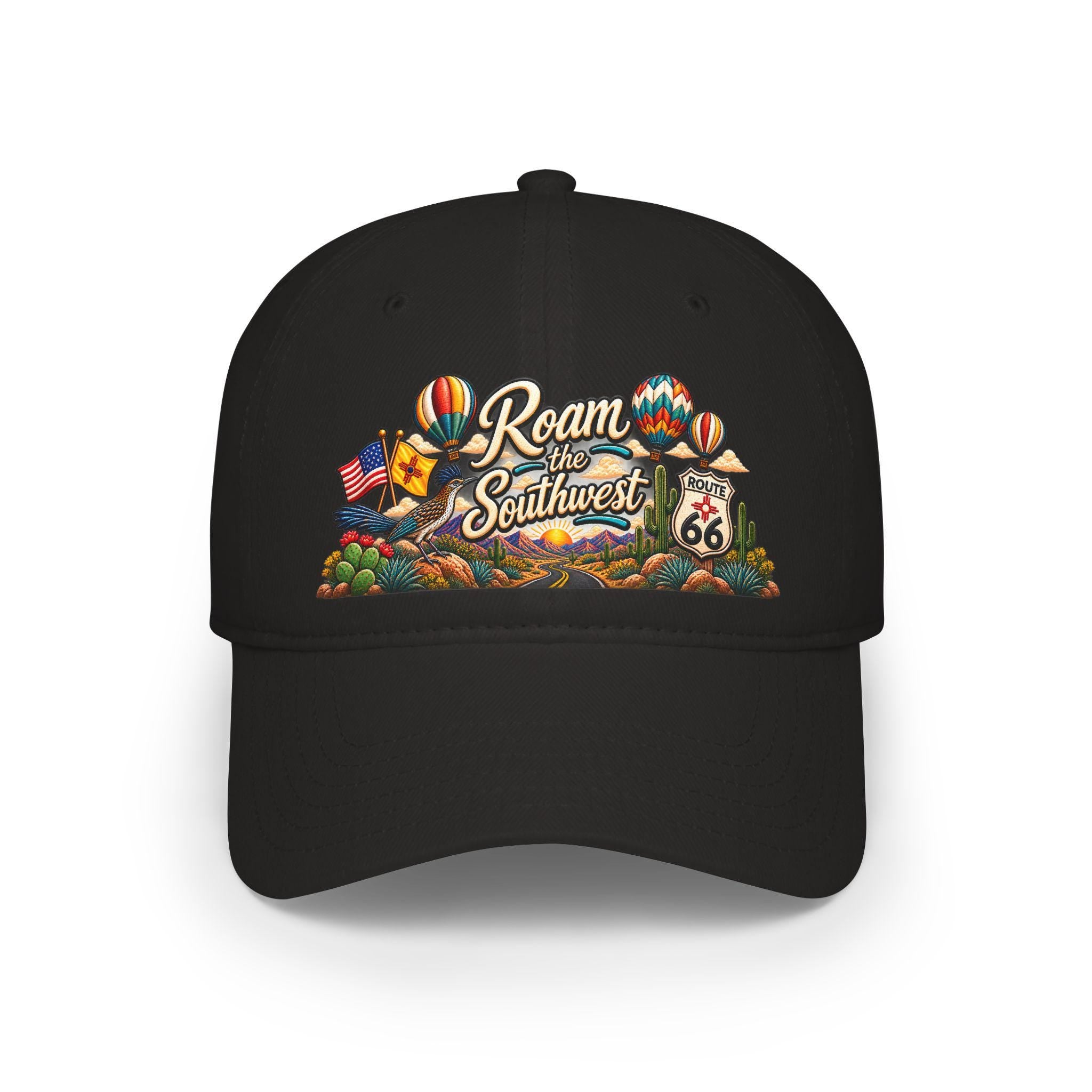 Roam the Southwest Baseball Cap | Route 66 hot air balloons desert design