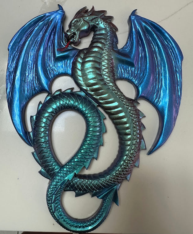 Magical Metallic Dragon Wall Décor – Pink & Blue Fantasy Dragons