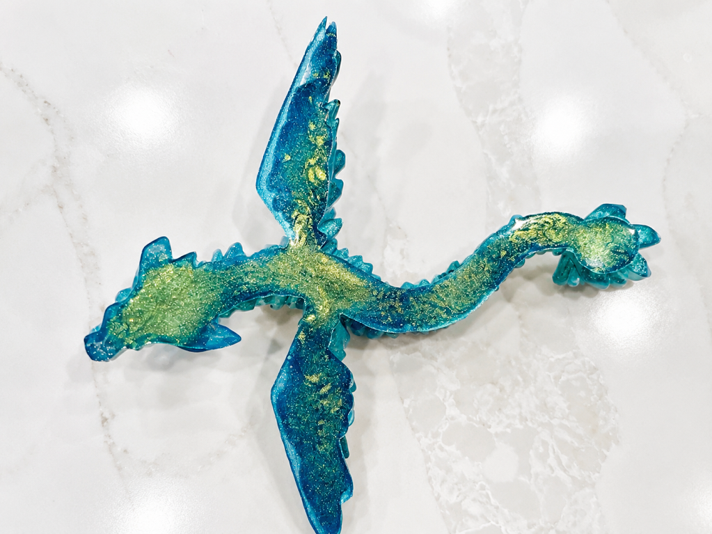 🐉 Teal & Emerald Resin Dragon