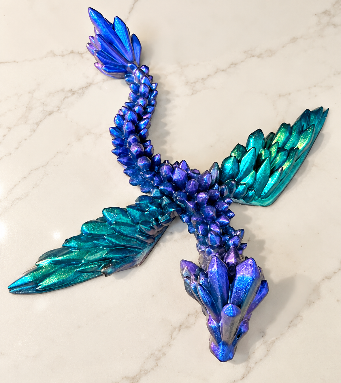 Mystical Blue & Teal Dragon — Handmade Resin Figurine