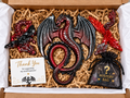 Handmade Dragon Gift Box Bundle – Red & Black Fantasy Dragon Walland Desk Art