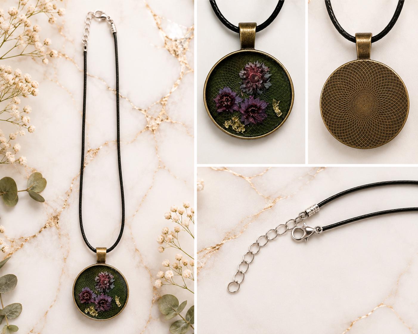 Handmade Floral Resin Necklace
