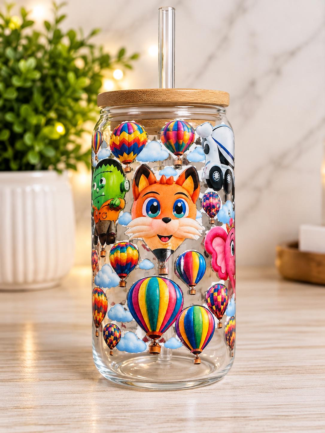 ABQ Balloon Cup – Colorful Hot Air Balloon Glass Tumbler
