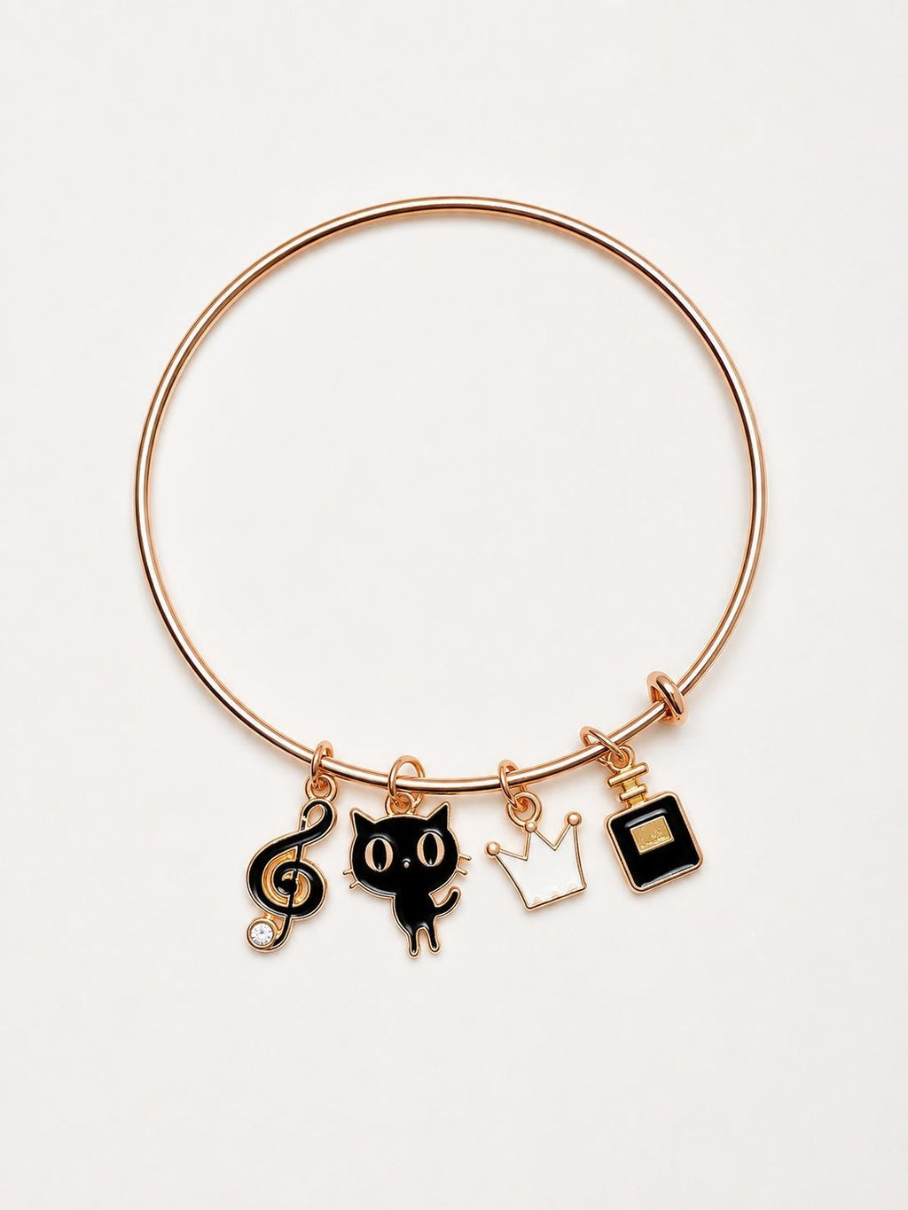 Bangle Bracelet, charms, flowers, cats, music notes, heart, star, animals, many more charms available.