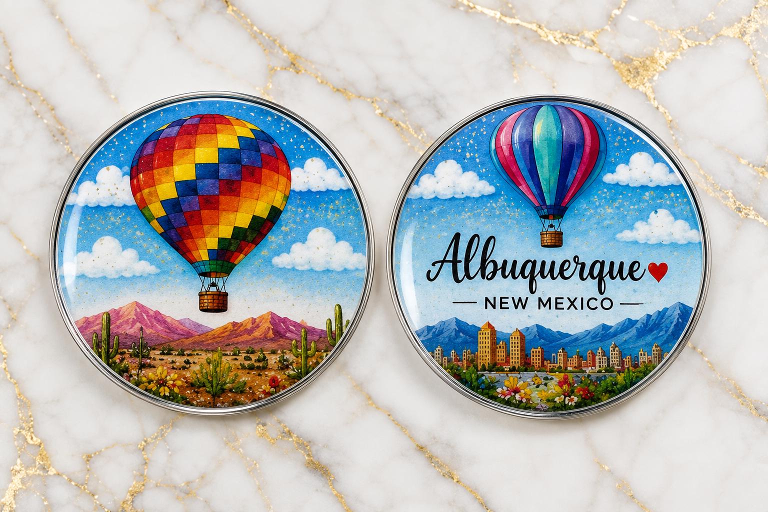 Handmade New Mexico Hot Air Balloon Resin Coaster