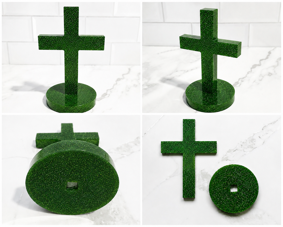 Green Handmade Resin Cross