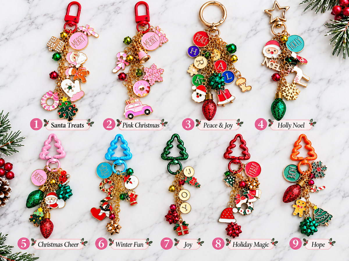 🎄✨ Handmade Christmas Charm Keychains/Bagchains – Festive Holiday Keychains