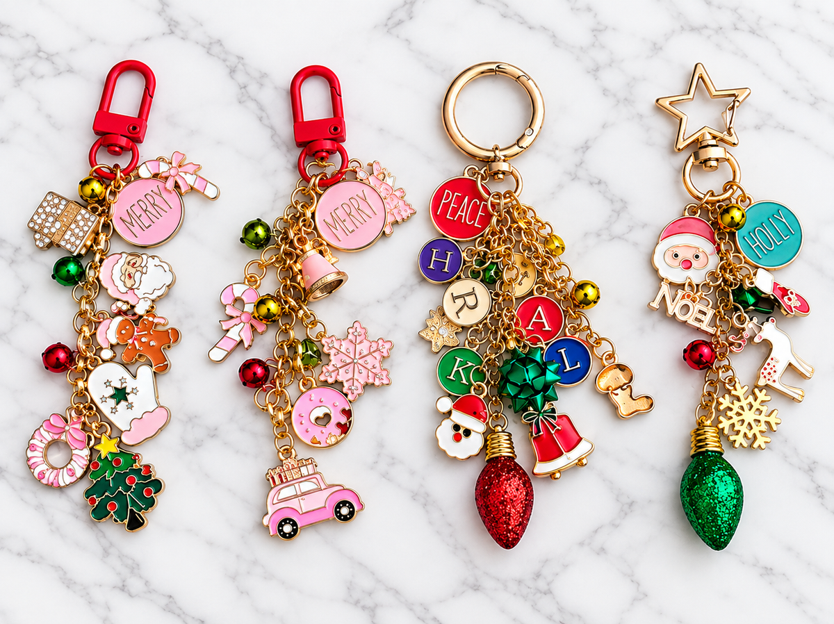 🎄✨ Handmade Christmas Charm Keychains/Bagchains – Festive Holiday Keychains