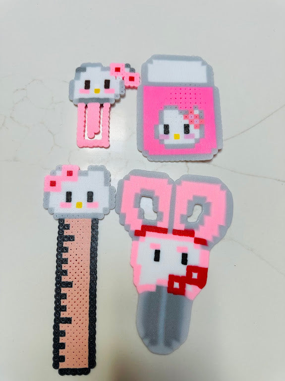Handmade Sanrio-Inspired Fuse Bead Stationery Set – Cute Kawaii Notebook &amp; Pencil Accessories
