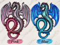 Magical Metallic Dragon Wall Décor – Pink & Blue Fantasy Dragons