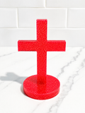 Pink Glitter Handmade Resin Cross