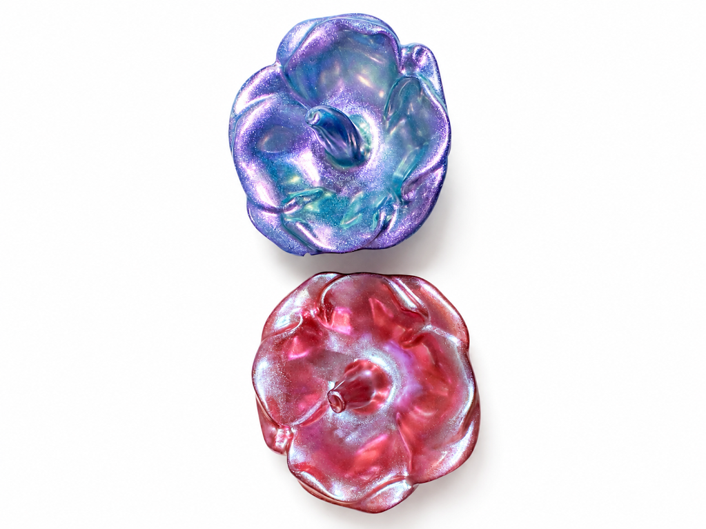 💍 Handmade Resin Flower Ring Holders – Pink & Purple