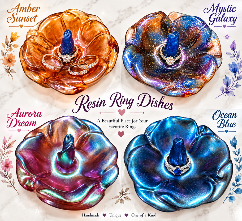 Handmade Resin Flower Ring Dishes – Unique Jewelry Holders