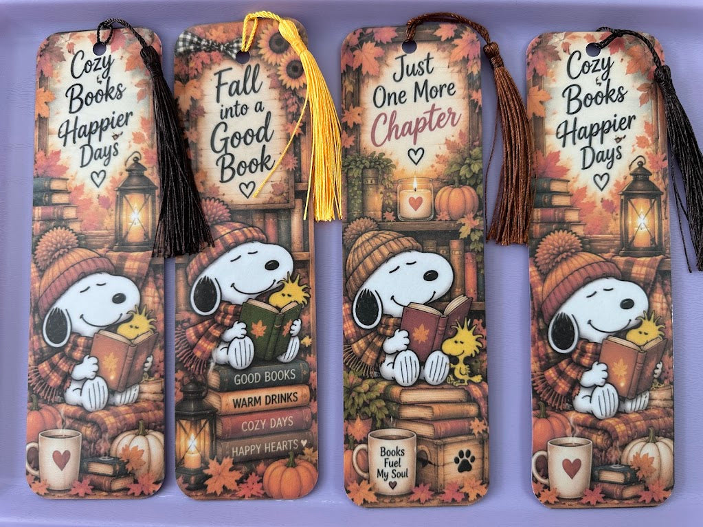 🍁📚 Autumn Cozy Reads – Handmade Bookmark Set of 4