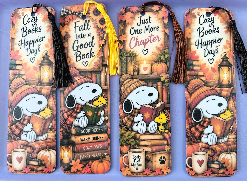 🍁📚 Autumn Cozy Reads – Handmade Bookmark Set of 4
