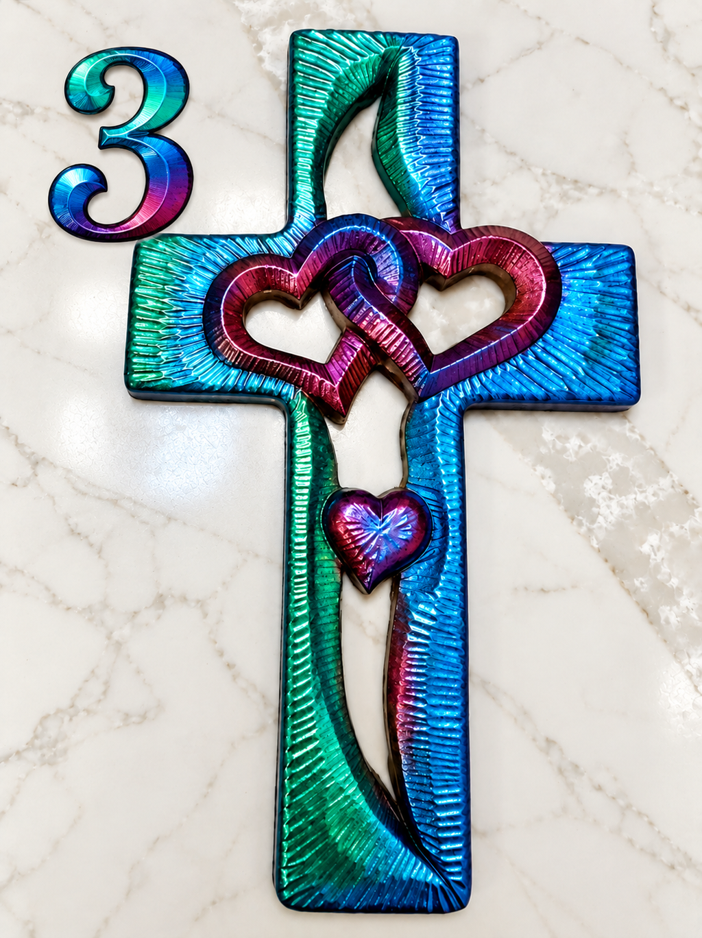 Interlocking Hearts Resin Cross Wall Décor